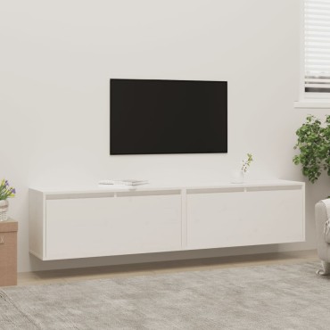 vidaXL Ντουλάπια Τοίχου 2 τεμ. Λευκά 80x30x35cm από Μασίφ Ξύλο Πεύκου