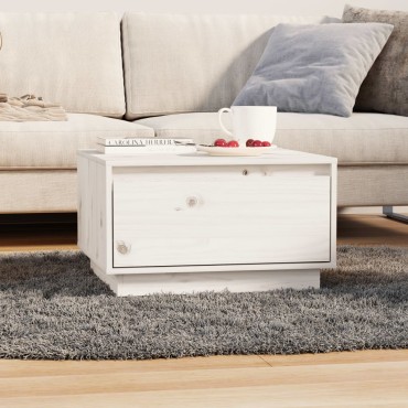 vidaXL Τραπεζάκι Σαλονιού Λευκό 55x56x32cm από Μασίφ Ξύλο Πεύκου 1 τεμ.