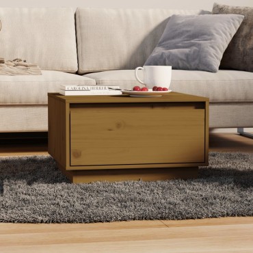 vidaXL Τραπεζάκι Σαλονιού Καφέ Μελί 55x56x32cm από Μασίφ Ξύλο Πεύκου 1 τεμ.
