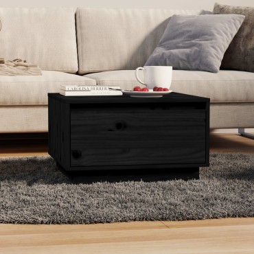 vidaXL Τραπεζάκι Σαλονιού Μαύρο 55x56x32cm από Μασίφ Ξύλο Πεύκου 1 τεμ.