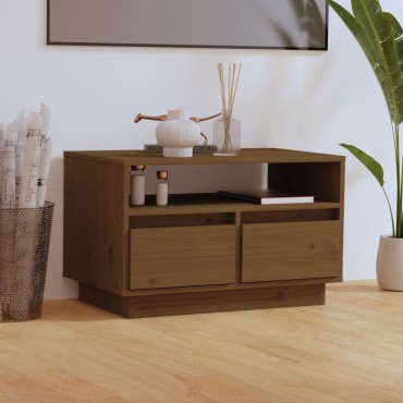 vidaXL Έπιπλο Τηλεόρασης Καφέ Μελί 60x35x37cm από Μασίφ Ξύλο Πεύκου