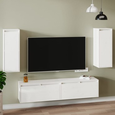 vidaXL Ντουλάπια Τοίχου 2 τεμ. Λευκά 30x30x80cm από Μασίφ Ξύλο Πεύκου