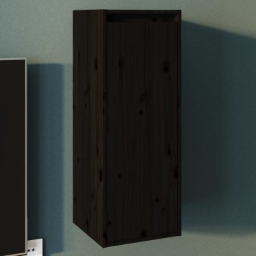 vidaXL Ντουλάπι Τοίχου Μαύρο 30x30x80cm από Μασίφ Ξύλο Πεύκου 1 τεμ.