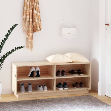 vidaXL Παπουτσοθήκη 110x34x45cm από Μασίφ Ξύλο Πεύκου