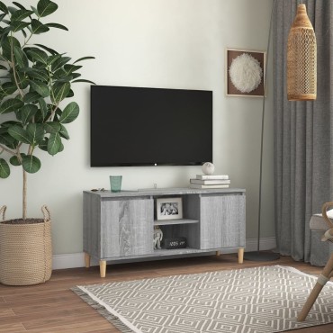 vidaXL Έπιπλο Τηλεόρασης Γκρι Sonoma 103,5x35x50cm Μασίφ Ξύλινα Πόδια