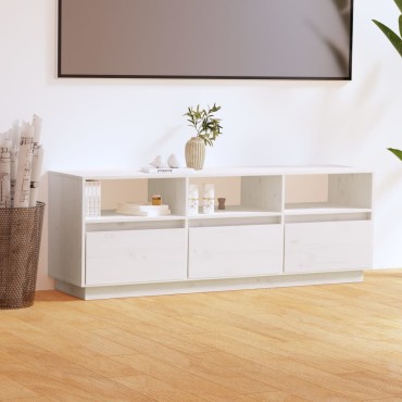 vidaXL Έπιπλο Τηλεόρασης Λευκό 140x37x50cm από Μασίφ Ξύλο Πεύκου