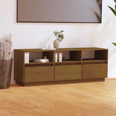 vidaXL Έπιπλο Τηλεόρασης Καφέ Μελί 140x37x50cm από Μασίφ Ξύλο Πεύκου