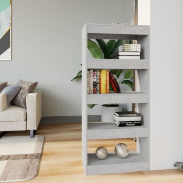 vidaXL Βιβλιοθήκη/Διαχωρ. Χώρου Γκρι Σκ. 60x30x135cm Επεξεργ. Ξύλο 1 τεμ.