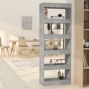 vidaXL Βιβλιοθήκη/Διαχωρισ. Χώρου Γκρι Σκυρ. 60x24x186cm Επεξ. Ξύλο 1 τεμ.