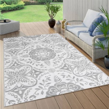 vidaXL Χαλί εξωτερικού χώρου ARAKIL Ανοιχτό γκρι 140x200 cm PP