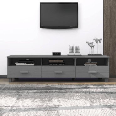 vidaXL Έπιπλο Τηλεόρασης HAMAR Σκ. Γκρι 158x40x40cm Μασίφ Ξύλο Πεύκου
