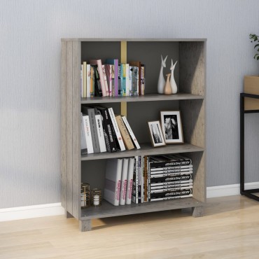 vidaXL Βιβλιοθήκη HAMAR Αν. Γκρι 85x35x112cm Μασίφ Ξύλο Πεύκου 1 τεμ.