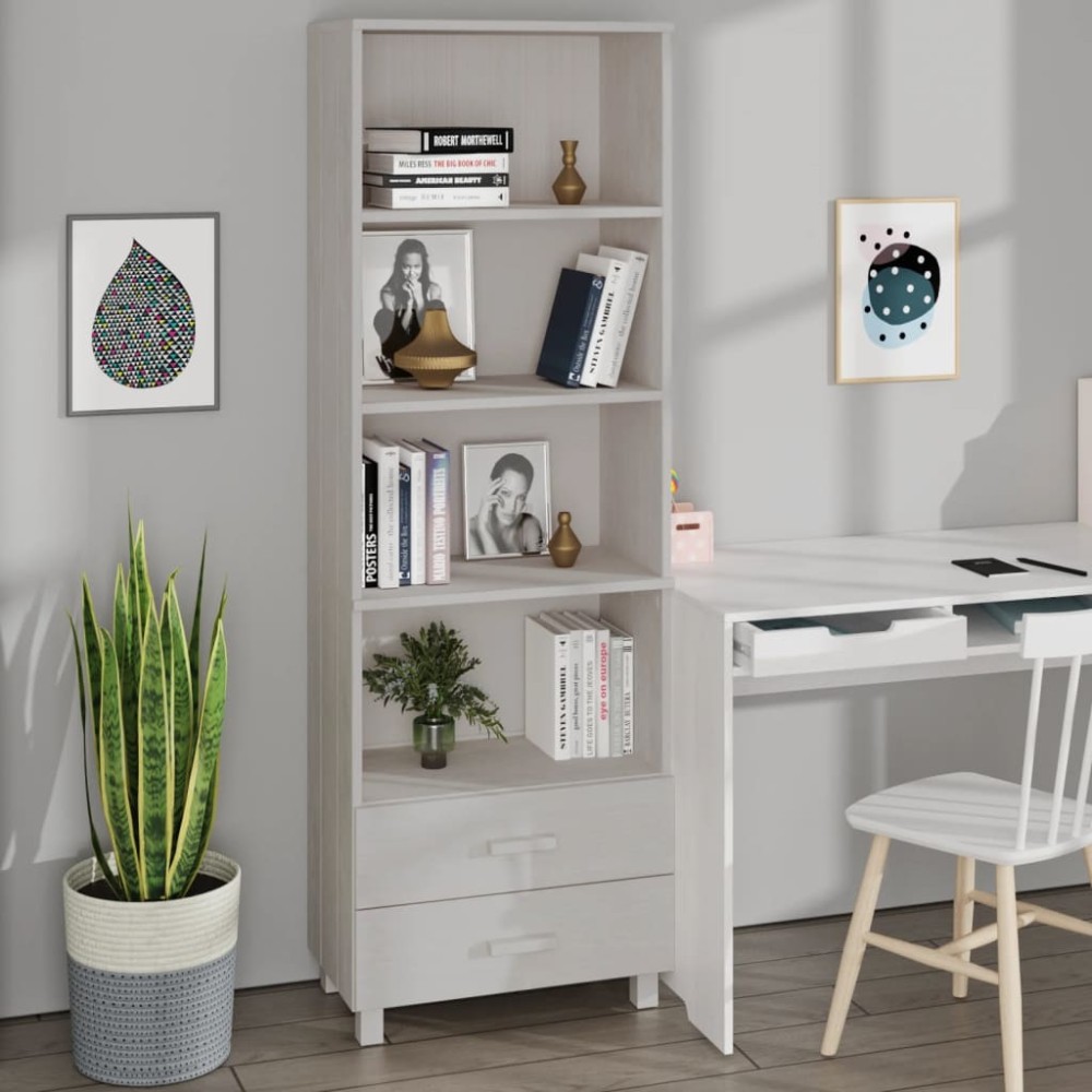 vidaXL Ραφιέρα HAMAR Λευκή 60x35x180cm από Μασίφ Ξύλο Πεύκου 1 τεμ.