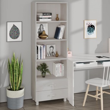 vidaXL Ραφιέρα HAMAR Λευκή 60x35x180cm από Μασίφ Ξύλο Πεύκου 1 τεμ.
