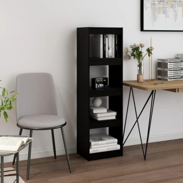 vidaXL Βιβλιοθήκη/Διαχωριστικό Χώρου Μαύρο 40x30x135,5cm Ξύλο Πεύκου 1 τεμ.