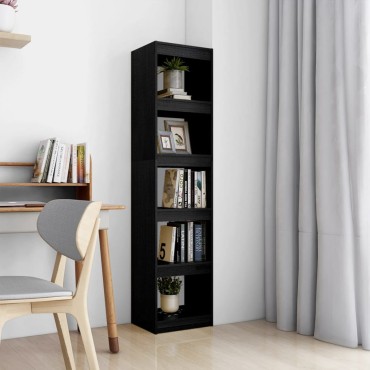 vidaXL Βιβλιοθήκη/Διαχωριστικό Χώρου Μαύρο 40x30x167,5cm Ξύλο Πεύκου 1 τεμ.