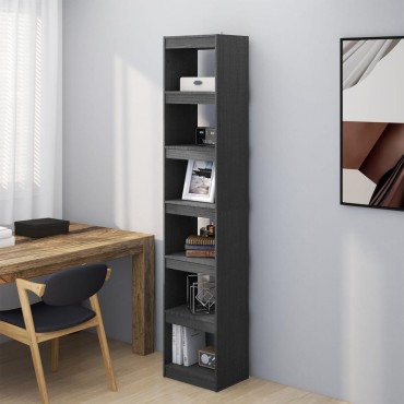 vidaXL Βιβλιοθήκη/Διαχωριστικό Χώρου Γκρι 40x30x199cm Ξύλο Πεύκου 1 τεμ.