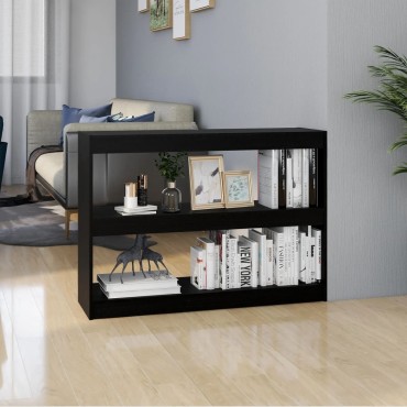 vidaXL Βιβλιοθήκη/Διαχωριστικό Χώρου Μαύρο 100x30x71,5cm Ξύλο Πεύκου 1 τεμ.