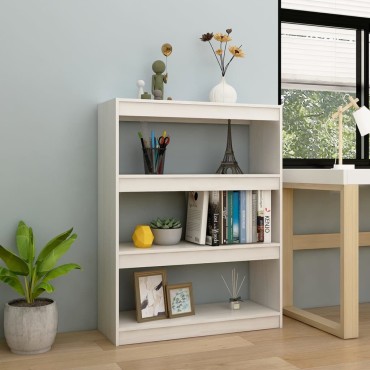 vidaXL Βιβλιοθήκη/Διαχωριστικό Χώρου Λευκό 100x30x103cm Ξύλο Πεύκου 1 τεμ.
