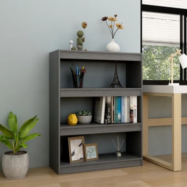 vidaXL Βιβλιοθήκη/Διαχωριστικό Χώρου Γκρι 100x30x103cm Ξύλο Πεύκου 1 τεμ.
