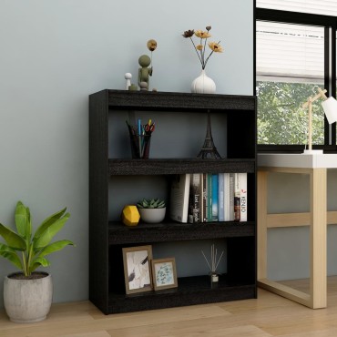 vidaXL Βιβλιοθήκη/Διαχωριστικό Χώρου Μαύρο 100x30x103cm Ξύλο Πεύκου 1 τεμ.
