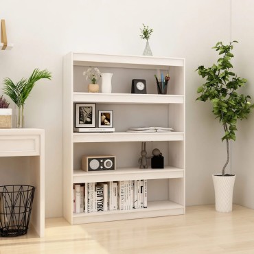 vidaXL Βιβλιοθήκη/Διαχωριστικό Χώρου Λευκό 100x30x135,5cm Ξύλο Πεύκου 1 τεμ.