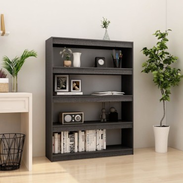 vidaXL Βιβλιοθήκη/Διαχωριστικό Χώρου Γκρι 100x30x135,5cm Ξύλο Πεύκου 1 τεμ.