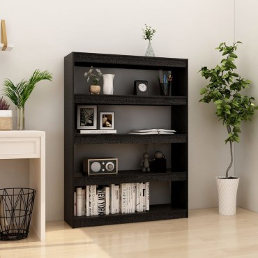 vidaXL Βιβλιοθήκη/Διαχωριστικό Χώρου Μαύρο 100x30x135,5cm Ξύλο Πεύκου 1 τεμ.