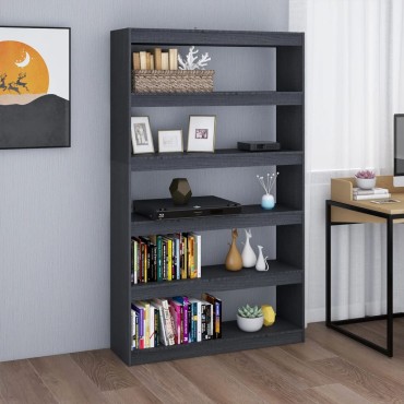 vidaXL Βιβλιοθήκη/Διαχωριστικό Χώρου Γκρι 100x30x167,5cm Ξύλο Πεύκου 1 τεμ.