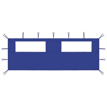 vidaXL Πλαϊνό Τοίχωμα για Κιόσκι με Παράθυρα Μπλε 6 x 2 μ.