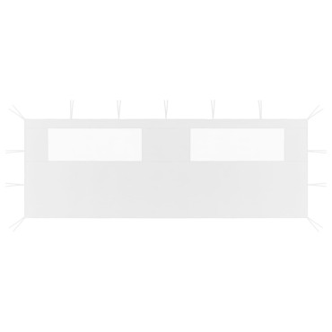 vidaXL Πλαϊνό Τοίχωμα για Κιόσκι με Παράθυρα Λευκό 6 x 2 μ.