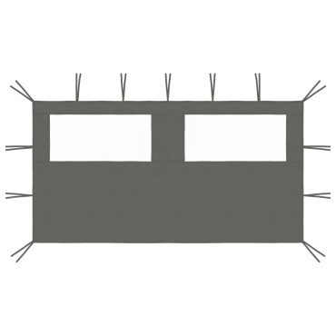 vidaXL Πλαϊνό Τοίχωμα για Κιόσκι με Παράθυρα Ανθρακί 4 x 2 μ.
