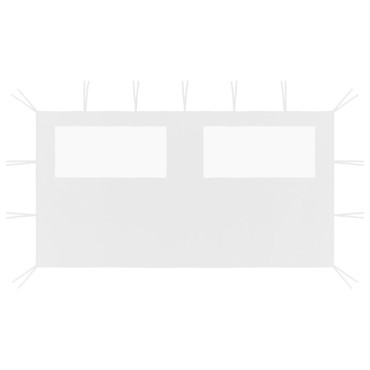 vidaXL Πλαϊνό Τοίχωμα για Κιόσκι με Παράθυρα Λευκό 4 x 2 μ.