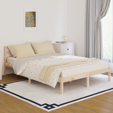 vidaXL Πλαίσιο Κρεβατιού 140x200cm από Μασίφ Ξύλο Πεύκου 1 τεμ. - Διπλό