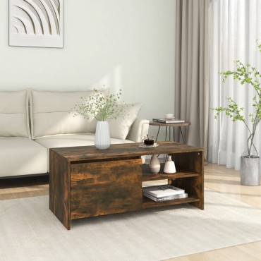 vidaXL Τραπεζάκι Σαλονιού Καπνιστή Δρυς 102x50x45cm Επεξεργ. Ξύλο 1 τεμ.