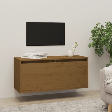 vidaXL Ντουλάπι Τοίχου Καφέ Μελί 80x30x35cm από Μασίφ Ξύλο Πεύκου 1 τεμ.