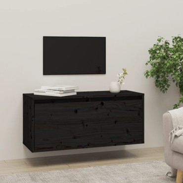 vidaXL Ντουλάπι Τοίχου Μαύρο 80x30x35cm από Μασίφ Ξύλο Πεύκου 1 τεμ.