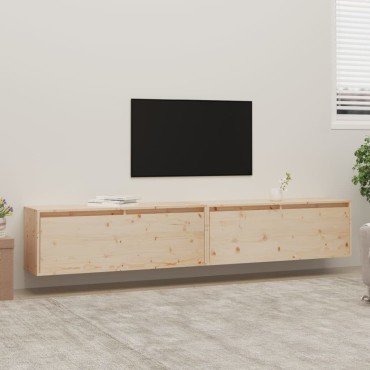 vidaXL Ντουλάπια Τοίχου 2 τεμ. 100x30x35cm από Μασίφ Ξύλο Πεύκου