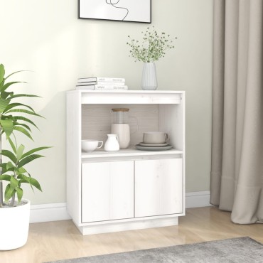 vidaXL Ντουλάπι Λευκό 60x34x75cm από Μασίφ Ξύλο Πεύκου 1 τεμ.