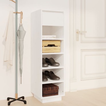vidaXL Παπουτσοθήκη Λευκή 30x34x105cm από Μασίφ Ξύλο Πεύκου