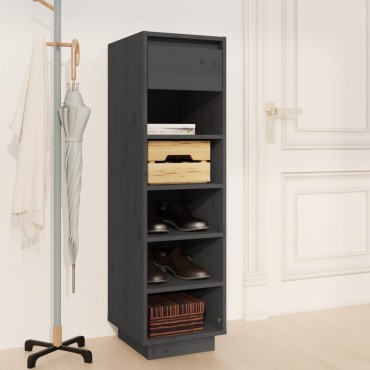 vidaXL Παπουτσοθήκη Γκρι 30x34x105cm από Μασίφ Ξύλο Πεύκου