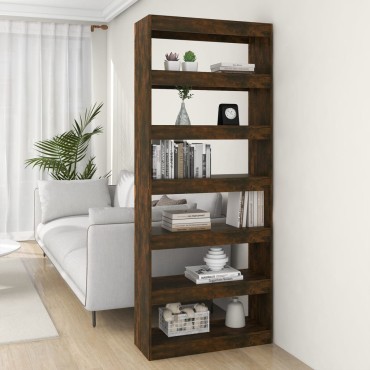 vidaXL Βιβλιοθήκη/Διαχωρ. Χώρου Καπνιστή Δρυς 80x30x198cm Επεξ. Ξύλο 1 τεμ.