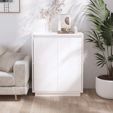 vidaXL Ντουλάπι Λευκό 60x34x75cm από Μασίφ Ξύλο Πεύκου 1 τεμ.