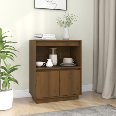 vidaXL Ντουλάπι Καφέ Μελί 60x34x75cm από Μασίφ Ξύλο Πεύκου 1 τεμ.