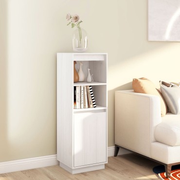 vidaXL Ντουλάπι Ψηλό Λευκό 37x34x110cm από Μασίφ Ξύλο Πεύκου 1 τεμ.
