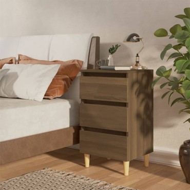 vidaXL Κομοδίνο Καφέ Δρυς 40x35x69cm με Μασίφ Ξύλινα Πόδια 1 τεμ.