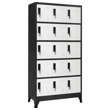 vidaXL Φοριαμός Ανθρακί και Λευκό 90x40x180cm Ατσάλινος 1 τεμ.