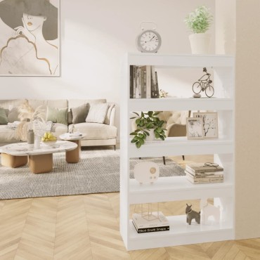 vidaXL Βιβλιοθήκη/Διαχωρ. Χώρου Γυαλ. Λευκό 80x30x135cm Επεξ. Ξύλο 1 τεμ.