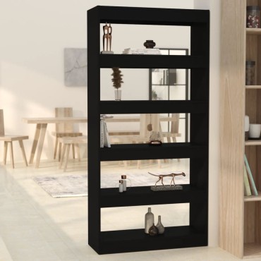 vidaXL Βιβλιοθήκη/Διαχωρ. Χώρου Μαύρη 80x30x166cm Επεξ. Ξύλο 1 τεμ.