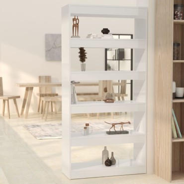 vidaXL Βιβλιοθήκη/Διαχωρ. Χώρου Γυαλ. Λευκό 80x30x166cm Επεξ. Ξύλο 1 τεμ.